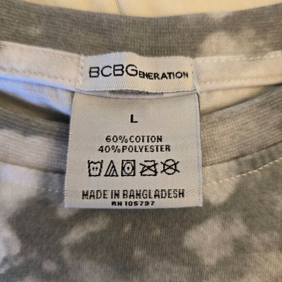BCBGENERATION CROP TOP GREY WHITE TIE-DYE PRINT LARGE COTTON BLEND VERY SOFT - Picture 2 of 5